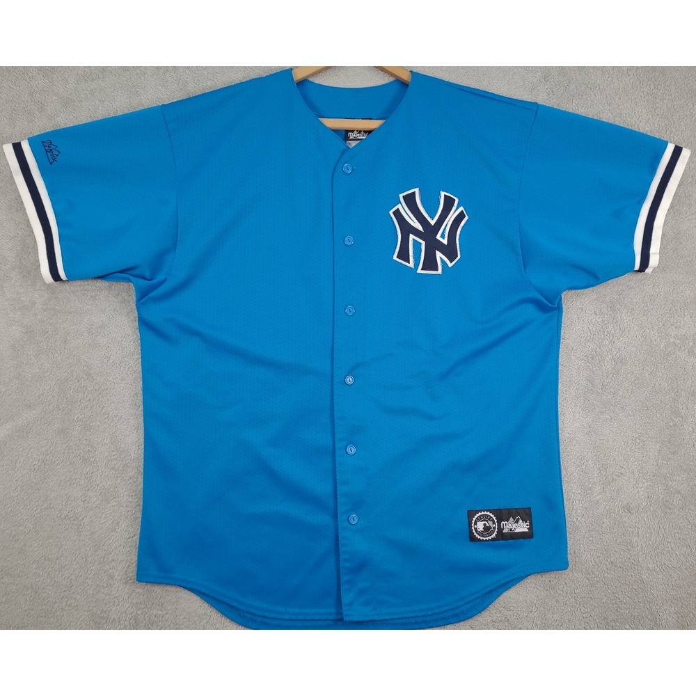 Vintage Majestic New York Yankees Baseball Jersey Blue Mens XL Made in USA